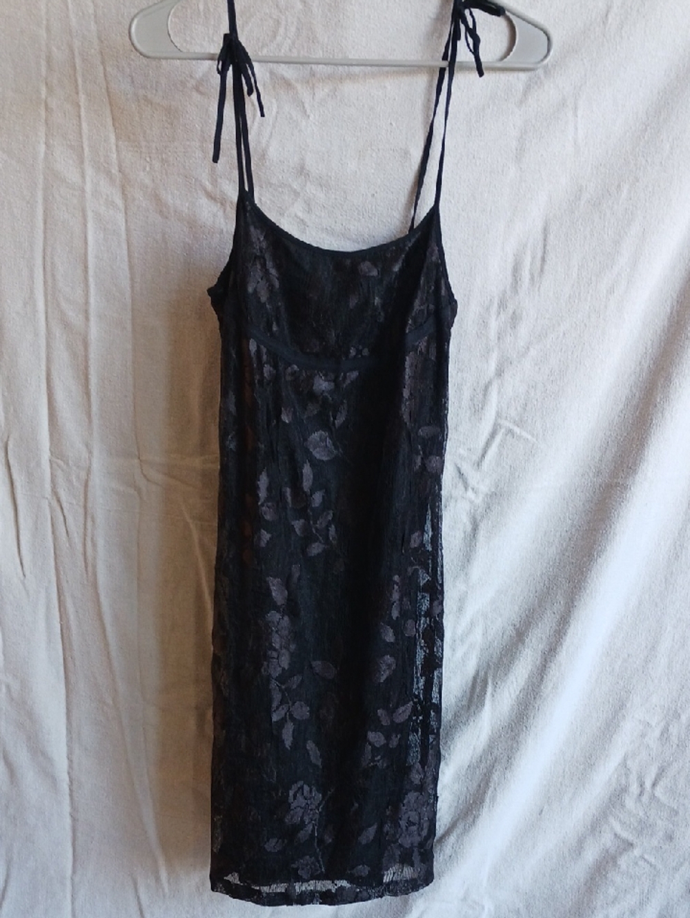 Layered, Black Nylon Cocktail Dress